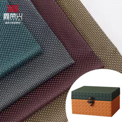 Pvc Small Woven Grain Artificial Synthetic Leather for Background Wall Packing Box Notebook Mat Faux Leather Fabric