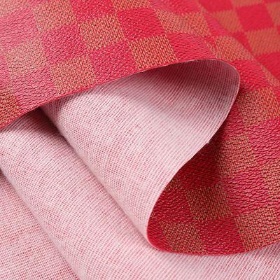 印刷されたPVC革 バッグ 混合色チェッカーボード 偽革布