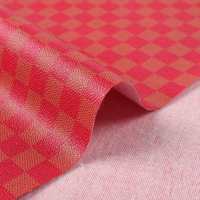 印刷されたPVC革 バッグ 混合色チェッカーボード 偽革布