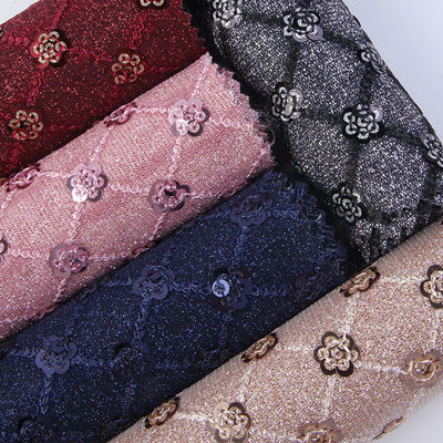 シーキン 鮮やかな花の光り輝き PU革 環境に優しい100%ポリウレタン革