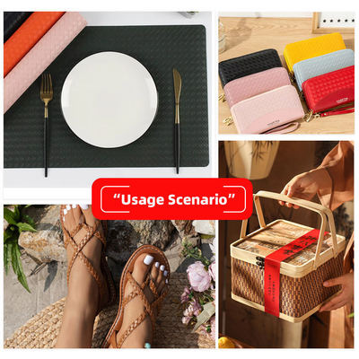 Pvc メタル 輝く 彫刻 織り パターン 人工 合成 革 包装 財布 箱 靴 ノートブック 偽造 革 布