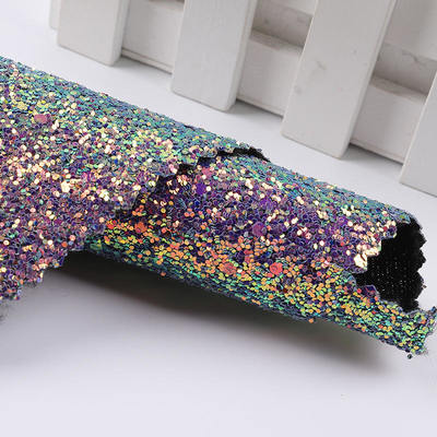 弾性PUキラキラ光るシャイニーチャンキーヘキサゴンラメグリッター生地合成皮革、靴、バッグ、弓、工芸品、帽子用フェイクレザー生地