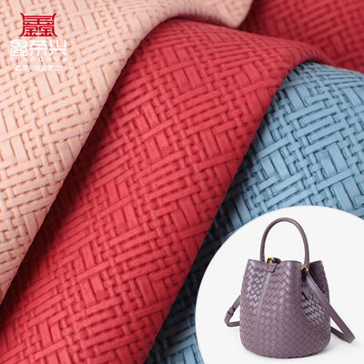 PVC Woven Pattern Artificial Synthetic Leather for Bag Packing Box Sofa Chair Belt Faux Leather Fabric Materials