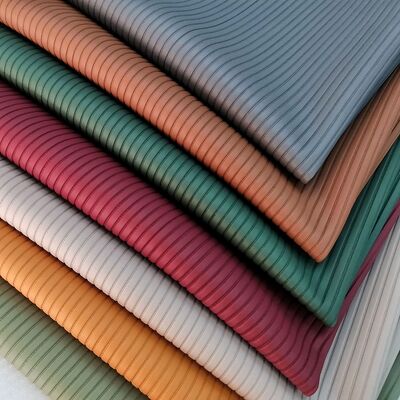 PVC Striped Grain Synthetic Artificial Leather Embossed Faux Leather Materials for Furniture for Sofa Seats Household Supplies