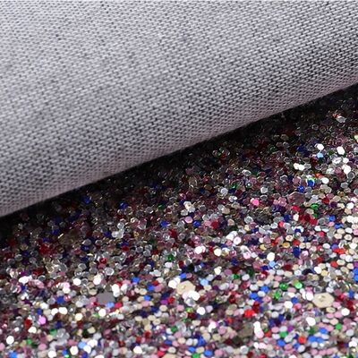 靴裏地、バッグ、リボン、工芸品、帽子用のキラキラ光る六角形グリッター生地、伸縮性のあるPU合成皮革、フェイクレザー