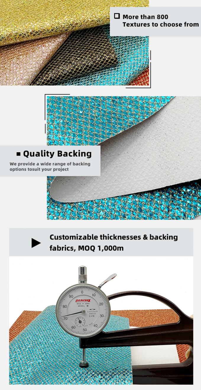 メッシュタイプ粗グリッターPVC合成皮革ストレッチフェイクレザー素材、靴、荷物バッグ、包装、ソファ、アウトドアライニング用 5