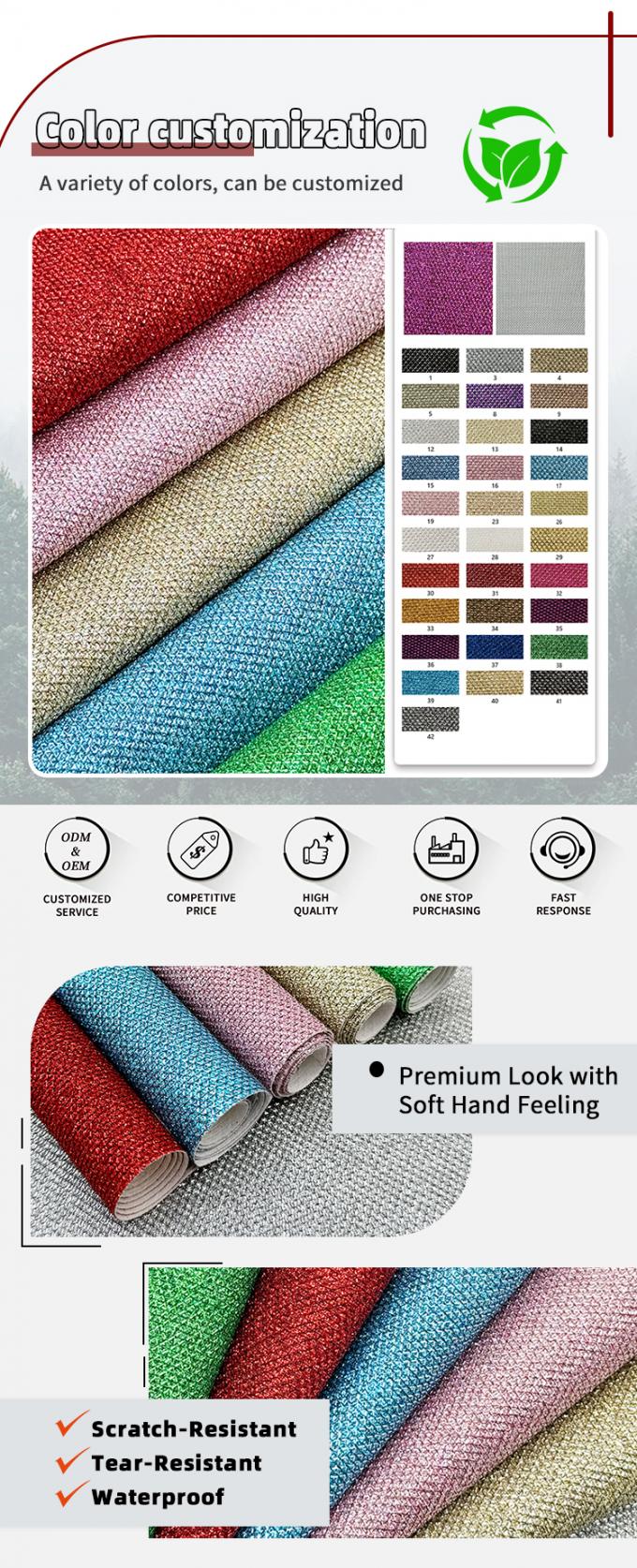 ジュエリークラフトラゲッジバッグ包装用フェイクレザー素材ソファ用ライトニング粗グリッターPVC合成皮革靴裏地 4