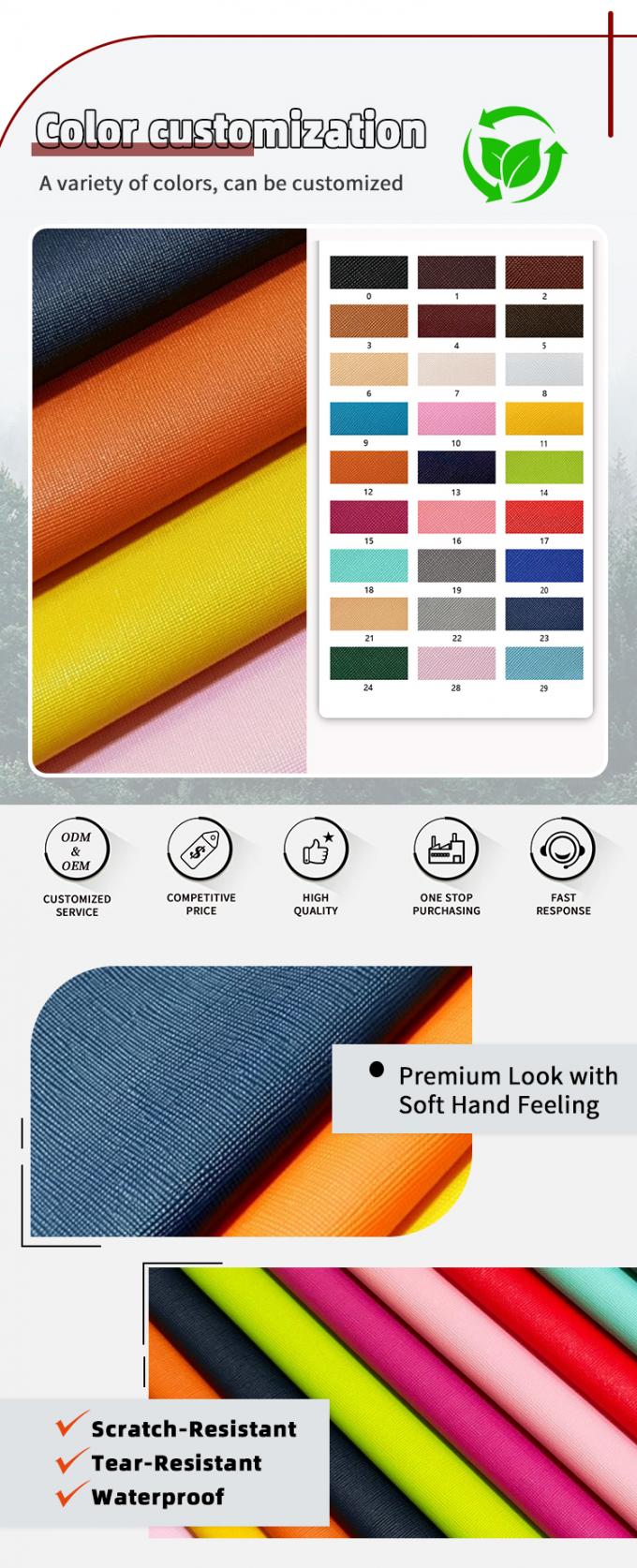PVCクロスグレーン 人工合成革 財布 包装ケース 靴 ノートブック 革布 4