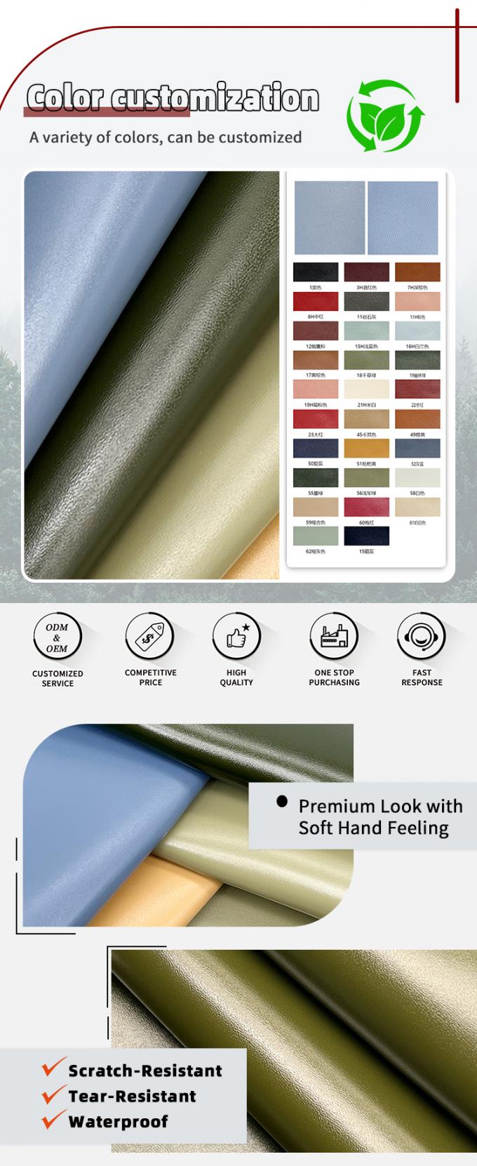 1.8mm 厚いPVC合成偽革 彫刻された針点質感 伸縮 防水 バッグ用 テーブルマット 装飾 ベルトソファ 4