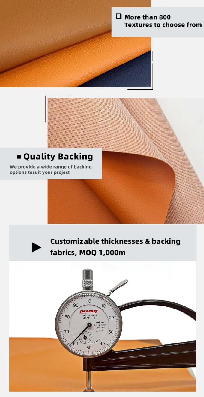 卸売エンボス加工ライチPVCニット防水人工合成皮革、ソファチェア家具用フェイクレザー素材 5