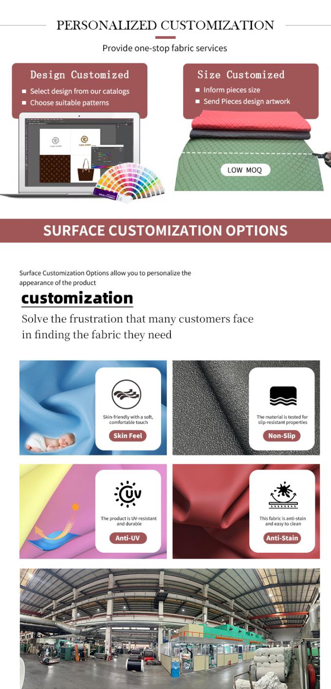 カーシートや家具用のPVCグレーンパターンの合成革布 7