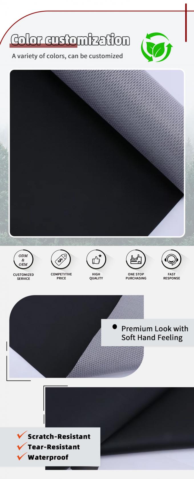 カーシートカバー用のPVCピンホールグレーン革 - 防水・耐磨性 4