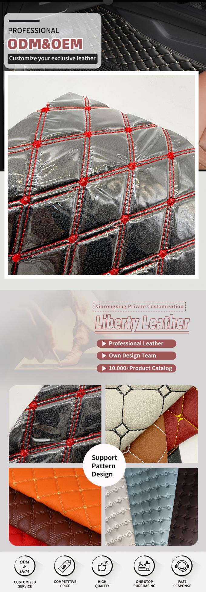 カスタムキルトPVCレザーカーフットマット 4.6mm厚 フォームパッド入り ストレッチフィット エンボス刺繍入り 車のシート ソファ バッグ用 4