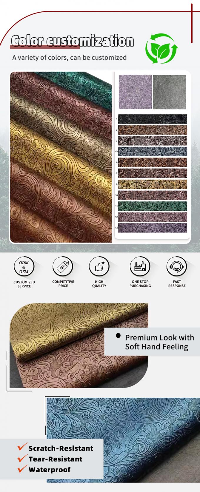 PVCフラワーパターン人工合成皮革ウォレットボックスシューズNtoebookフェイクレザーファブリック 4