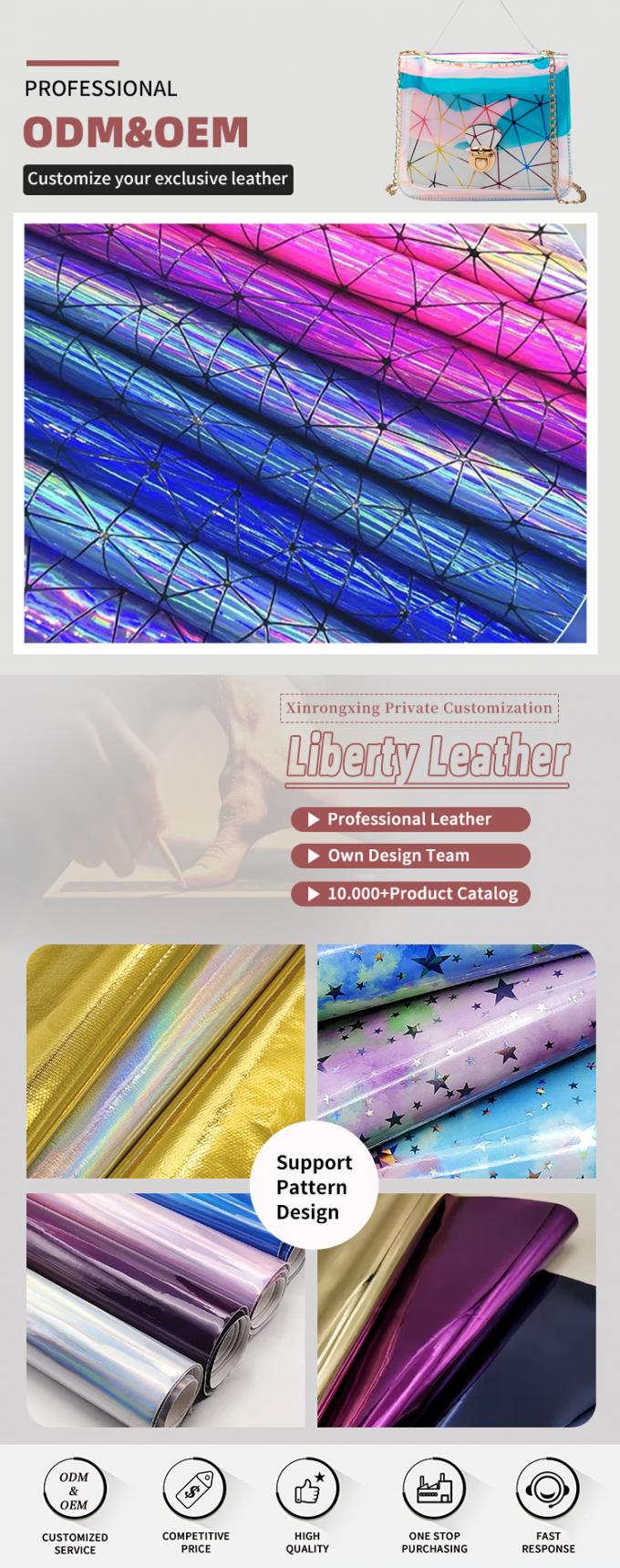 特殊PUレーザーミラー三角化 合成革 荷物 ハンドバッグ 靴 化粧品 バッグ 革布 4