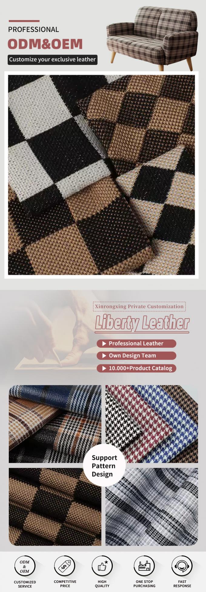 1.0mm 厚のリネン格子縞フラックス生地 防水ストレッチ 植毛 アウトドア用 ソファバッグ カーシートベルト フェイクレザー織り裏地 4