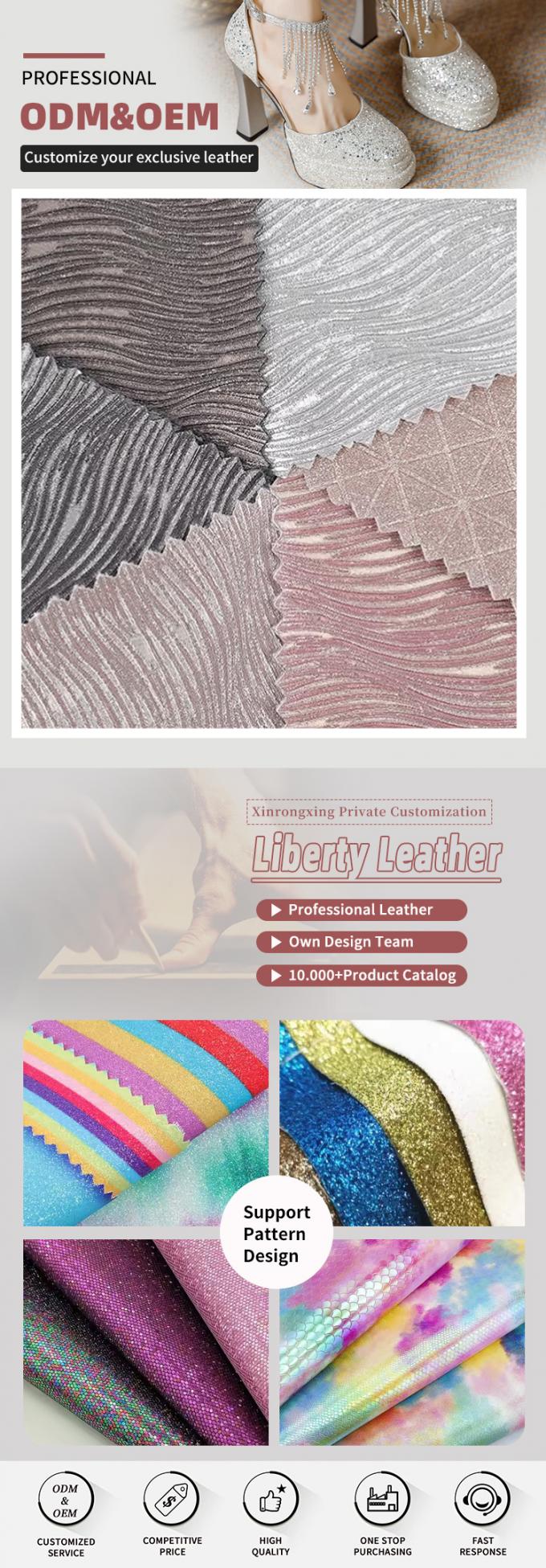 弾性PUエンボス加工スパークリーシャイニーグリッターファブリック合成皮革、靴バッグ弓工芸品帽子フェイクレザーファブリック 4