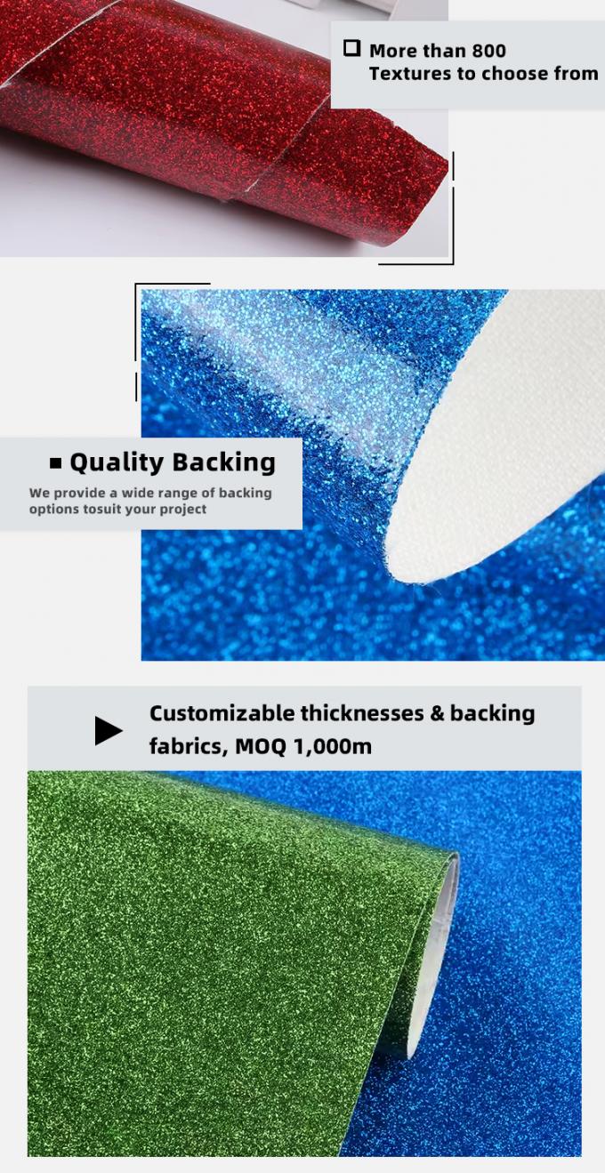 靴のリボン工芸用のPUコーティングフィルムグリッター生地、フェイクレザー合成皮革、ソファの裏地、アウトドア用防水ストレッチ 5